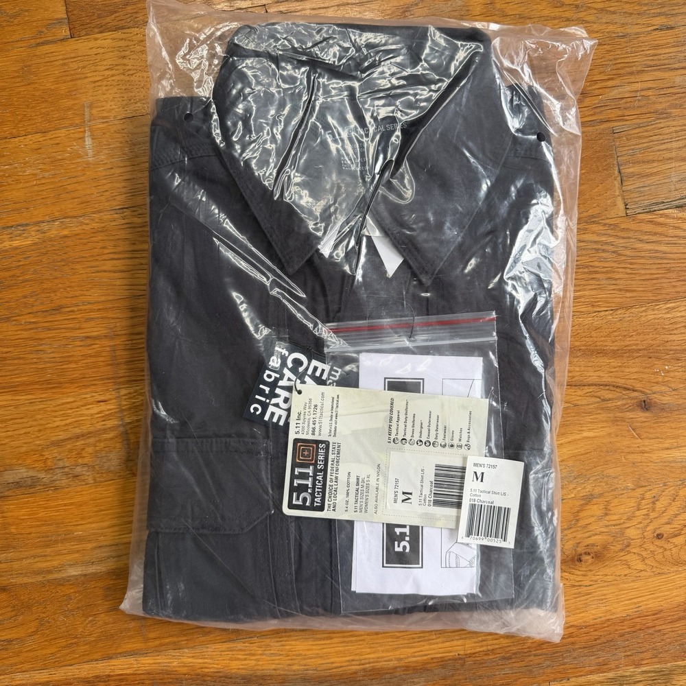 5.11 Tactical Mens Shirt 72157 Long Sleeve Button Up Charcoal Gray Sz Medium NWT